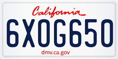 CA license plate 6XOG650