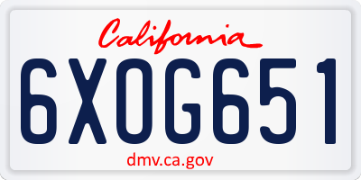 CA license plate 6XOG651