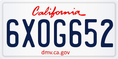 CA license plate 6XOG652