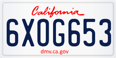 CA license plate 6XOG653