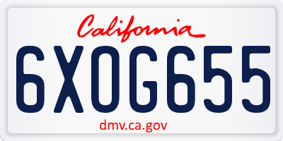 CA license plate 6XOG655