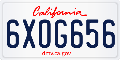 CA license plate 6XOG656