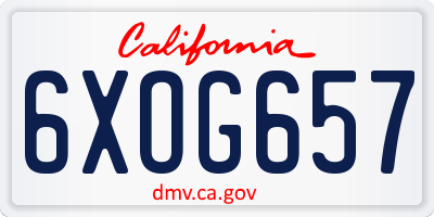CA license plate 6XOG657