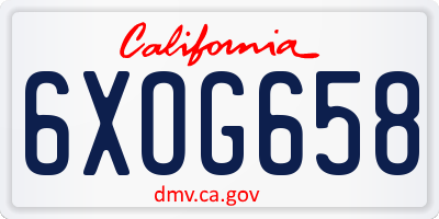 CA license plate 6XOG658