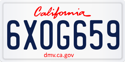 CA license plate 6XOG659