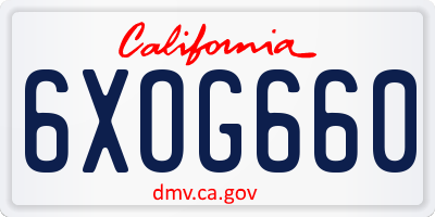 CA license plate 6XOG660