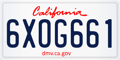 CA license plate 6XOG661