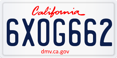 CA license plate 6XOG662