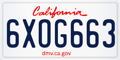 CA license plate 6XOG663