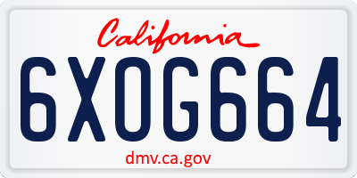 CA license plate 6XOG664