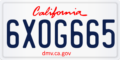 CA license plate 6XOG665
