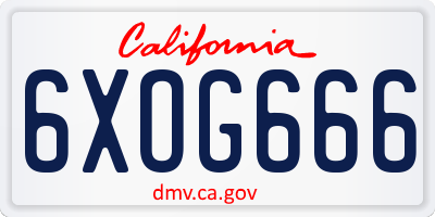 CA license plate 6XOG666
