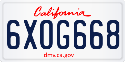 CA license plate 6XOG668
