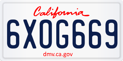 CA license plate 6XOG669