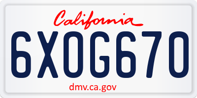 CA license plate 6XOG670