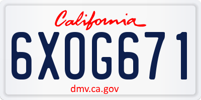 CA license plate 6XOG671