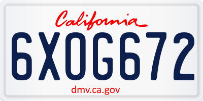 CA license plate 6XOG672