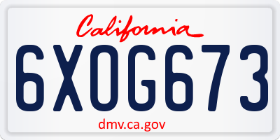 CA license plate 6XOG673