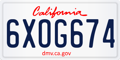 CA license plate 6XOG674