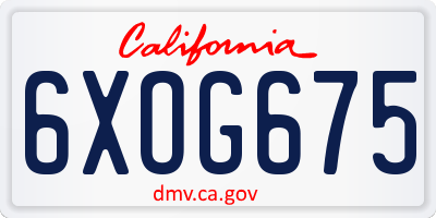 CA license plate 6XOG675