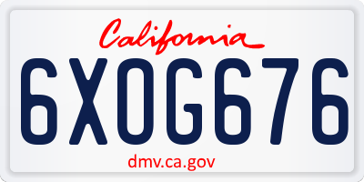 CA license plate 6XOG676