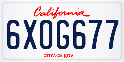 CA license plate 6XOG677