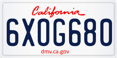 CA license plate 6XOG680