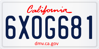 CA license plate 6XOG681