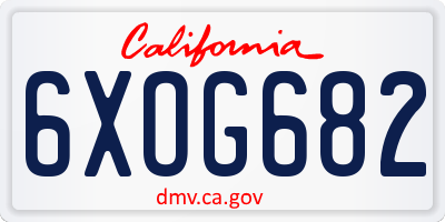 CA license plate 6XOG682