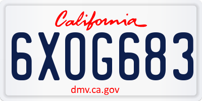 CA license plate 6XOG683