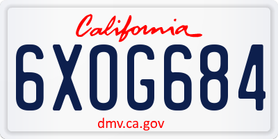 CA license plate 6XOG684