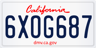 CA license plate 6XOG687