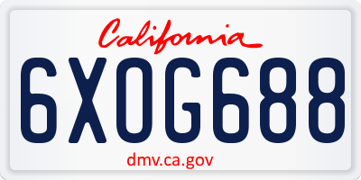 CA license plate 6XOG688