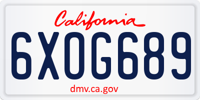 CA license plate 6XOG689
