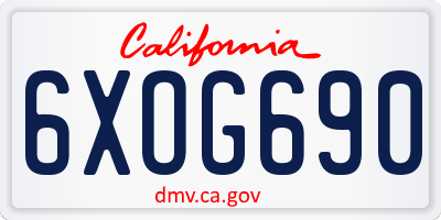 CA license plate 6XOG690