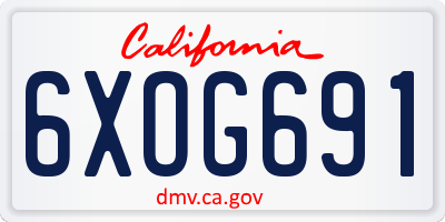 CA license plate 6XOG691
