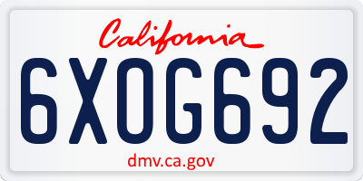 CA license plate 6XOG692
