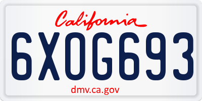 CA license plate 6XOG693