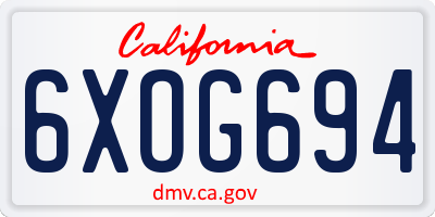 CA license plate 6XOG694