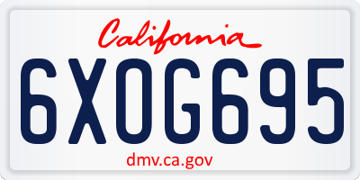 CA license plate 6XOG695