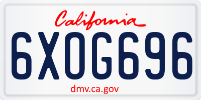 CA license plate 6XOG696