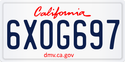 CA license plate 6XOG697