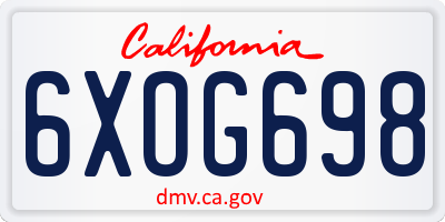 CA license plate 6XOG698