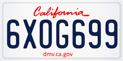 CA license plate 6XOG699