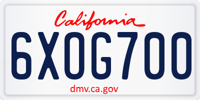 CA license plate 6XOG700