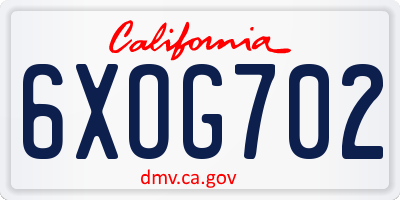 CA license plate 6XOG702