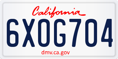 CA license plate 6XOG704
