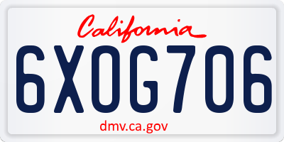CA license plate 6XOG706