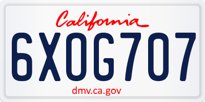CA license plate 6XOG707