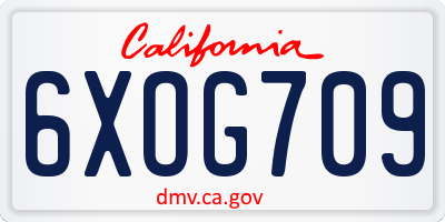 CA license plate 6XOG709